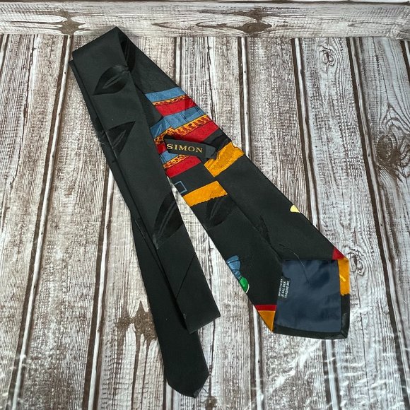 DISNEY By Simon Men Neck Tie Silk Donald Goofy Mickey Baseball Black - Picture 2 of 5